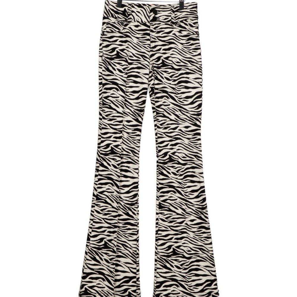 Alice + Olivia Zebra Pattern Pants with Red Accent